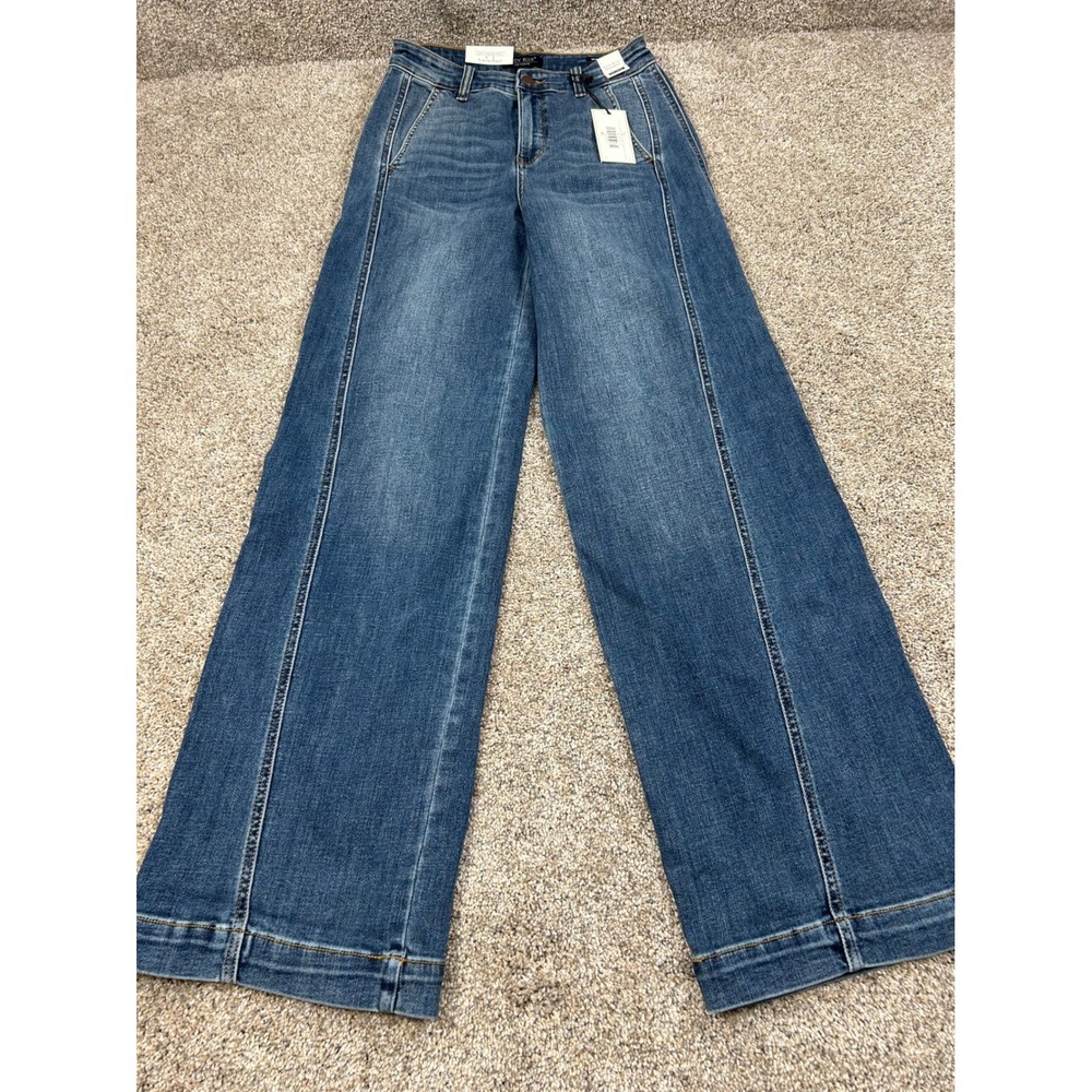 Judy Blue High Rise Medium Wash Trouser Wide Leg Jeans D-1215-5 Size 5/27 #0801